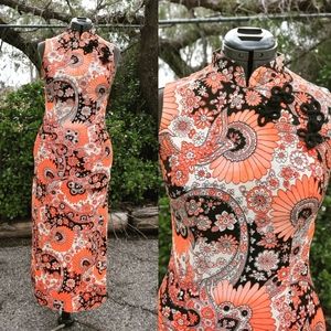 Vintage mod psychadelic boho hippie cheongsam